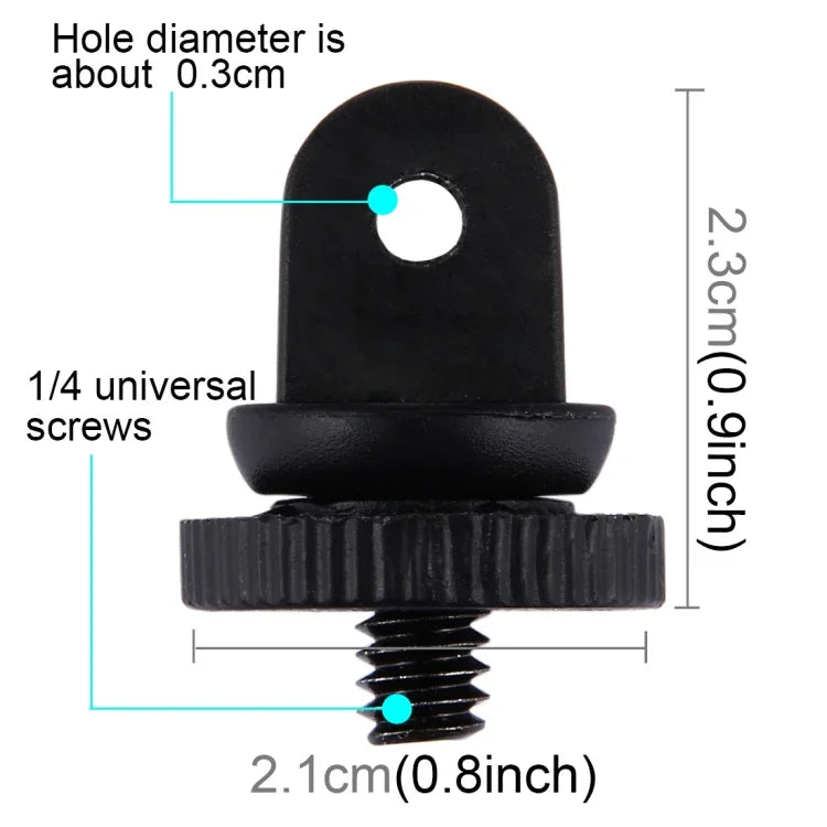 Adaptateur de fixation pour trépied PULUZ Mini, filetage 1/4 pouce, compatible avec GoPro, Insta360, DJI et autres caméras d'action. Diamètre du trou de vis : 3,9 mm. Diamètre de l'adaptateur : 2,2 cm.