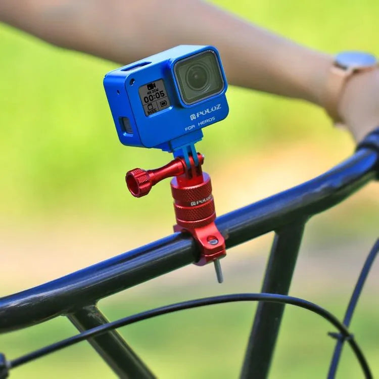 Support adaptateur de guidon de vélo en aluminium à rotation 360° PULUZ avec vis pour GoPro, Insta360, DJI et autres caméras d'action, en stock en Chine (rouge), en stock en Chine (bleu), support adaptateur de guidon 1