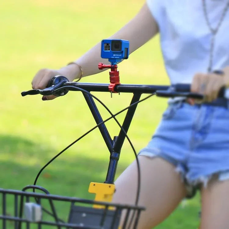 Support adaptateur de guidon de vélo en aluminium à rotation 360° PULUZ avec vis pour GoPro, Insta360, DJI et autres caméras d'action, en stock en Chine (rouge), en stock en Chine (bleu), support adaptateur de guidon 1