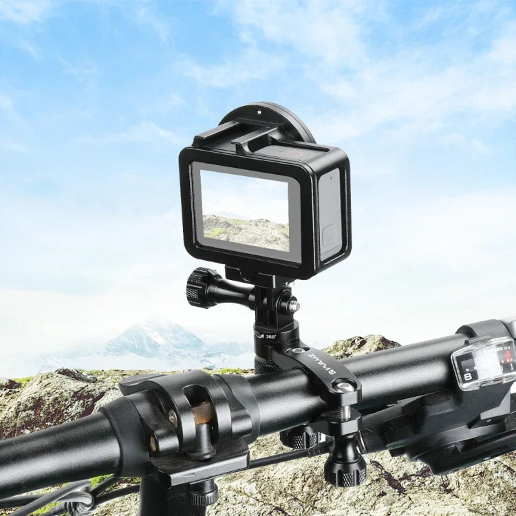 Support adaptateur de guidon de vélo en aluminium à rotation 360° PULUZ avec vis pour GoPro, Insta360, DJI et autres caméras d'action, support adaptateur de guidon 2