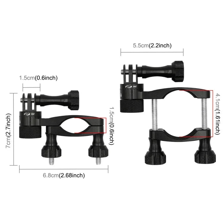 Support adaptateur de guidon de vélo en aluminium à rotation 360° PULUZ avec vis pour GoPro, Insta360, DJI et autres caméras d'action, support adaptateur de guidon 2