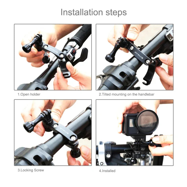 Support adaptateur de guidon de vélo en aluminium à rotation 360° PULUZ avec vis pour GoPro, Insta360, DJI et autres caméras d'action, support adaptateur de guidon 2