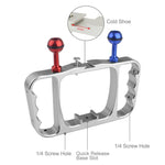 PULUZ Support de Plongée Double Poignée en Aluminium CNC avec Cordon pour GoPro, Insta360, DJI et Autres Caméras d'Action, Support de Bras de Lumière/S
