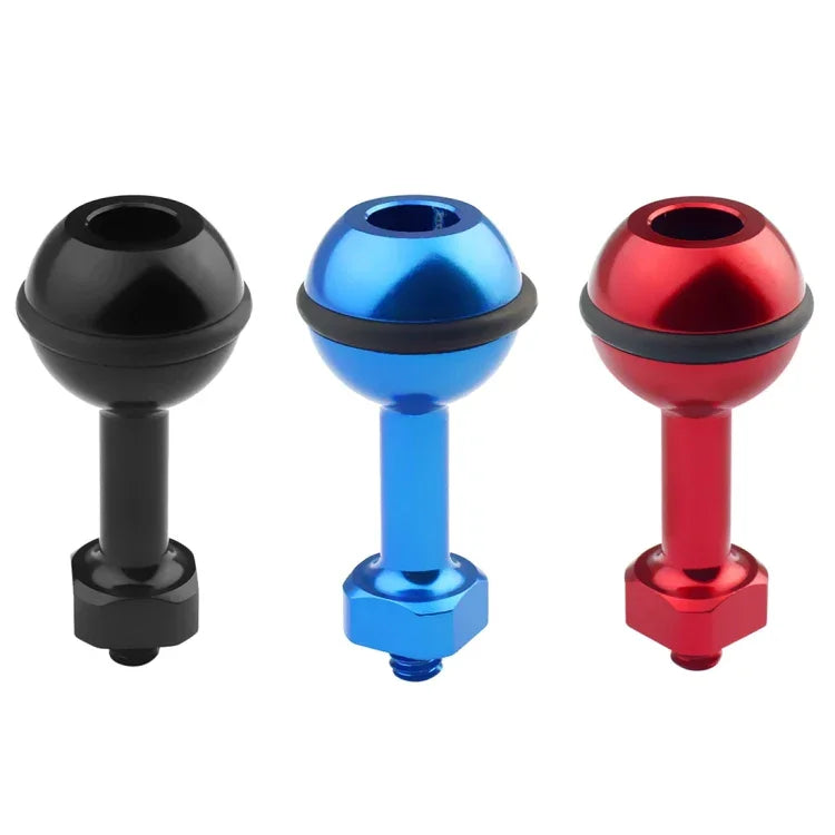 PULUZ Support à rotule en aluminium avec vis 1/4 pouce pour GoPro, Insta360, DJI et autres caméras d'action, diamètre : 2,5 cm, vis 1/4 pouce (noir), vis 1/4 pouce (bleu)