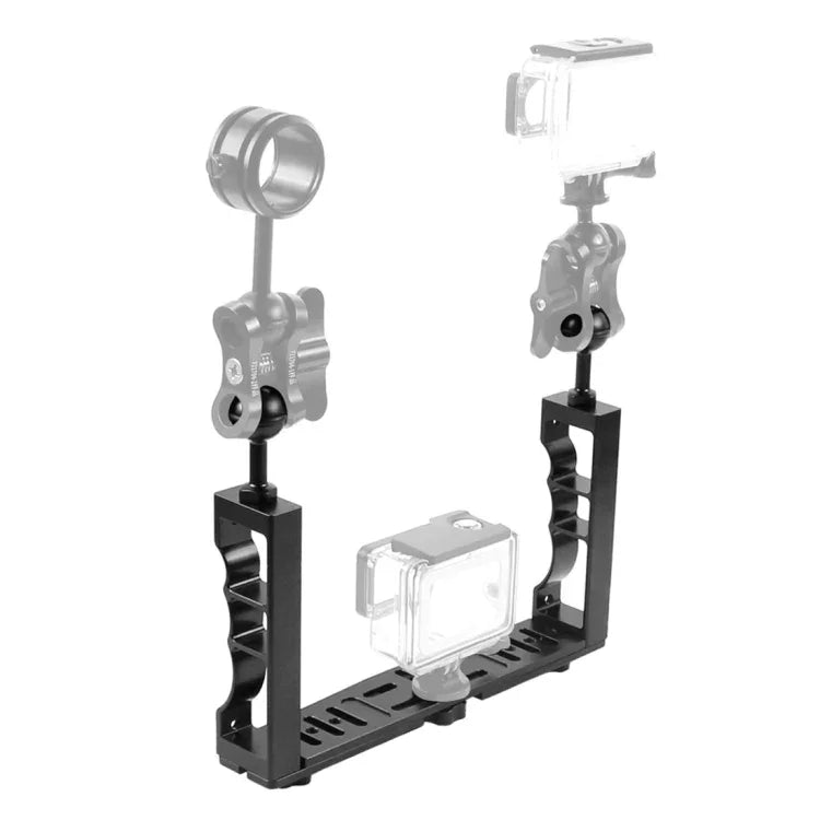 Support de lampe double portable réglable PULUZ en aluminium CNC pour GoPro, Insta360, DJI et autres caméras d'action, support de lampe double portable