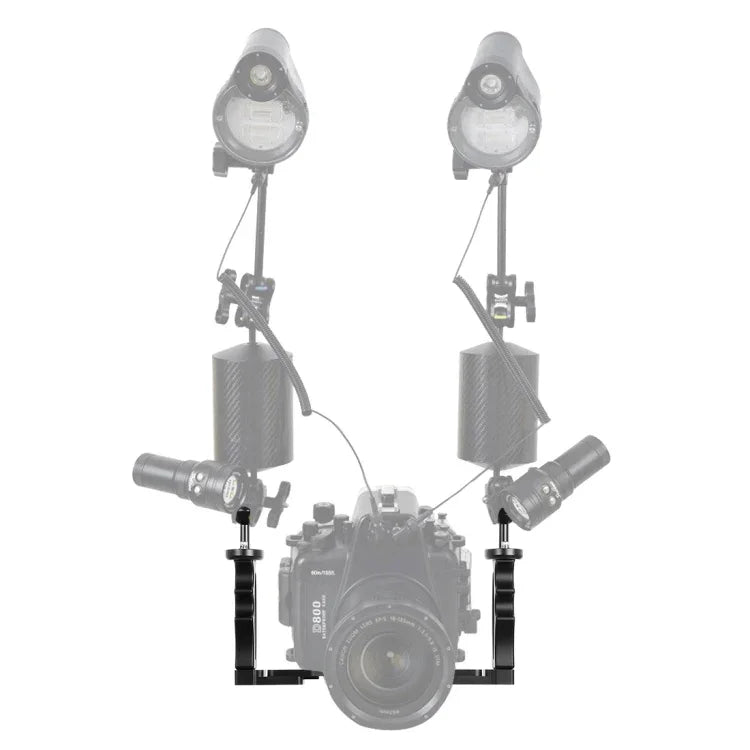 Support de lampe double portable réglable PULUZ en aluminium CNC pour GoPro, Insta360, DJI et autres caméras d'action, support de lampe double portable