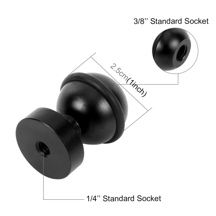 PULUZ – Adaptateur de support à rotule en aluminium CNC pour GoPro, Insta360, DJI et autres caméras d'action, diamètre : 2,5 cm, aluminium CNC (noir)