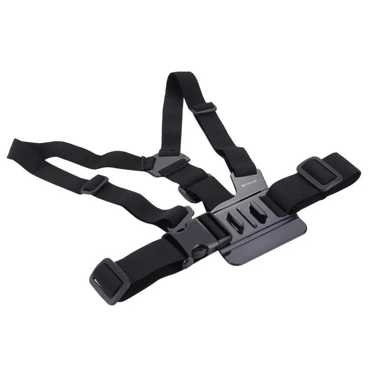 Sangle de poitrine réglable PULUZ avec fixation en J et vis longue pour GoPro, Insta360, DJI et autres caméras d'action.