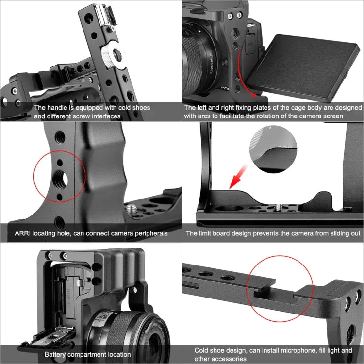 PULUZ Video Camera Cage Stabilizer with Handle for Canon EOS M50, For Canon EOS M50