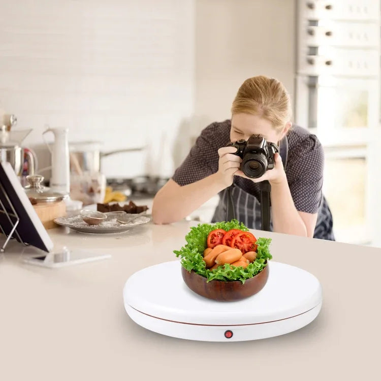 Présentoir rotatif PULUZ 45 cm avec télécommande et vitesse réglable, blanc, charge maximale 100 kg, disponible en plusieurs modèles : prise AU, prise EU, prise UK et prise US.