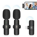 Microphones lavalier sans fil PULUZ avec réduction de bruit et réverbération pour iPhone / iPad, récepteur 8 broches et microphones doubles, récepteur 8 broches et microphones doubles