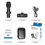 Microphones lavalier sans fil PULUZ avec réduction de bruit et réverbération pour iPhone / iPad, récepteur 8 broches et microphones doubles, récepteur 8 broches et microphones doubles