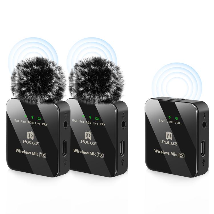 Microphone cravate sans fil PULUZ 2 TX + 1 RX, 2 TX + 1 RX