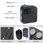 Microphone cravate sans fil magnétique PULUZ avec boîte de charge, récepteur RX 8 broches et 2 microphones TX, 8 broches 2 TX + 1 RX, avec boîte de charge