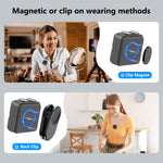 Microphone cravate sans fil magnétique PULUZ avec boîte de charge, récepteur RX 8 broches et 2 microphones TX, 8 broches 2 TX + 1 RX, avec boîte de charge