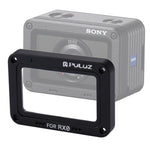 Protection d'objectif PULUZ en alliage d'aluminium et verre trempé, motif flamme, pour Sony RX0 / RX0 II, avec vis et tournevis, rouge flamme avant.