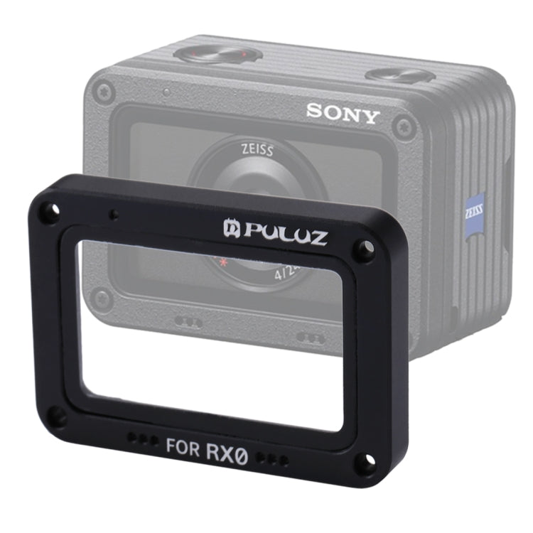 Protection d'objectif PULUZ en alliage d'aluminium et verre trempé, motif flamme, pour Sony RX0 / RX0 II, avec vis et tournevis, rouge flamme avant.