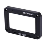 Protection d'objectif PULUZ en alliage d'aluminium et verre trempé, motif flamme, pour Sony RX0 / RX0 II, avec vis et tournevis, rouge flamme avant.
