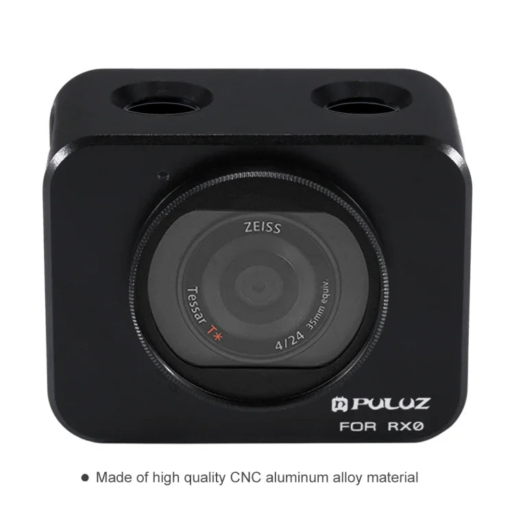 PULUZ pour Sony RX0 Cage de protection en alliage d'aluminium + filtre UV 37 mm + pare-soleil avec vis et tournevis, disponible en noir, or, bleu, rouge et argent.