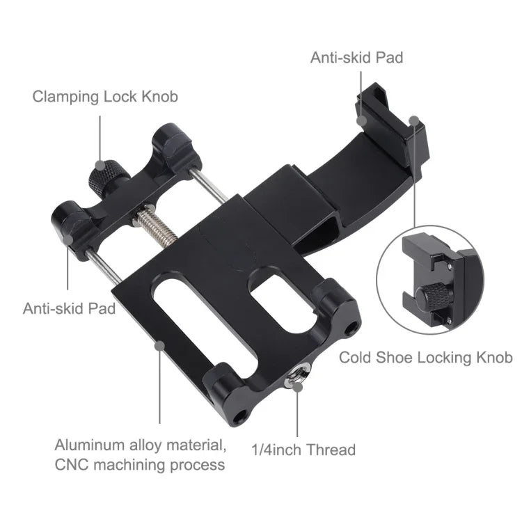 Support de fixation multifonction en alliage d'aluminium PULUZ pour smartphone DJI OSMO Pocket / Pocket 2, pince de fixation