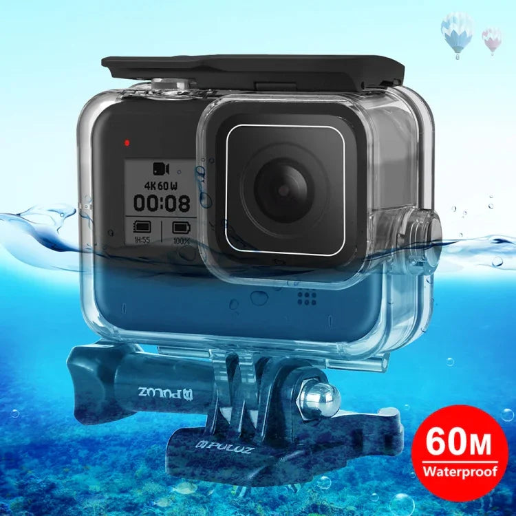 Boîtier étanche PULUZ pour caméra GoPro HERO8 Black, profondeur de plongée jusqu'à 60 m.