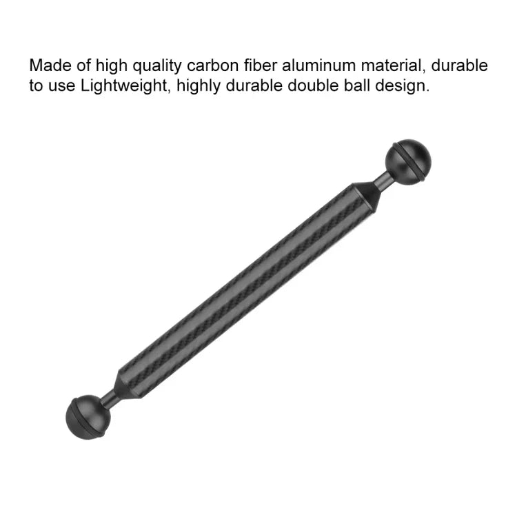 Bras flottant PULUZ en fibre de carbone à double rotule, diamètre des rotules : 25 mm, longueur : 23 cm (9 pouces), diamètre : 20,8 mm, noir.
