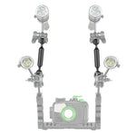 Bras flottant PULUZ en fibre de carbone à double rotule, diamètre des rotules : 25 mm, longueur : 23 cm (9 pouces), diamètre : 20,8 mm, noir.