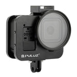 Boîtier de protection PULUZ en alliage d'aluminium usiné CNC avec cadre de sécurité et lentille UV 52 mm pour GoPro HERO8 Black.