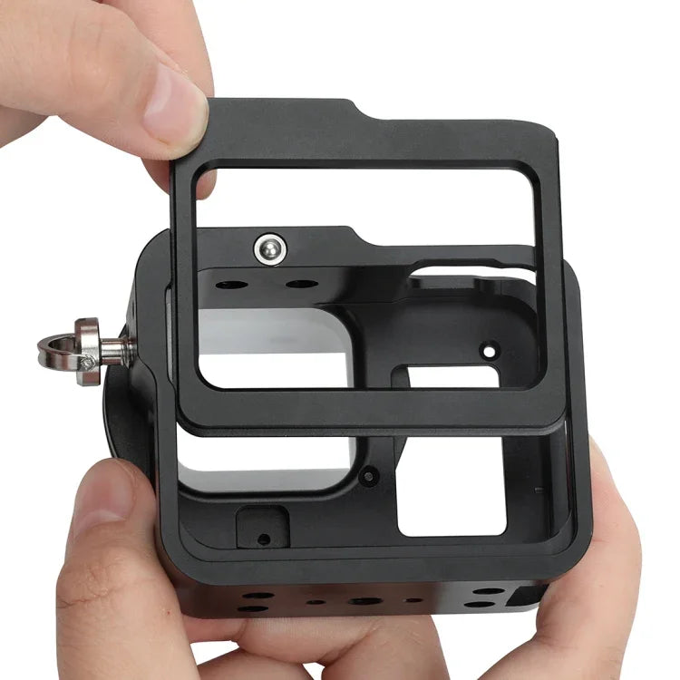 Boîtier de protection PULUZ en alliage d'aluminium usiné CNC avec cadre de sécurité et lentille UV 52 mm pour GoPro HERO8 Black.