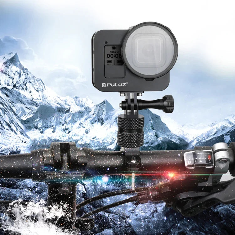 Boîtier de protection PULUZ en alliage d'aluminium usiné CNC avec cadre de sécurité et lentille UV 52 mm pour GoPro HERO8 Black.