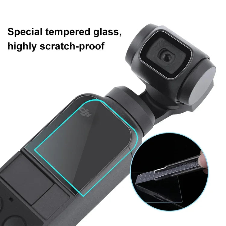 Protection d'objectif en verre trempé HD 2.5D PULUZ 9H + film protecteur d'écran pour stabilisateur DJI OSMO Pocket, compatible avec DJI OSMO Pocket
