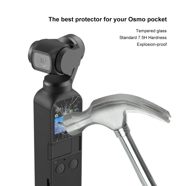 Protection d'objectif en verre trempé HD 2.5D PULUZ 9H + film protecteur d'écran pour stabilisateur DJI OSMO Pocket, compatible avec DJI OSMO Pocket