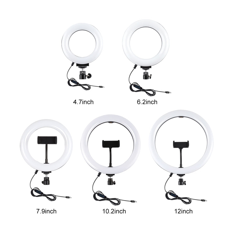 PULUZ anneau LED dimmable USB 3 modes 12 cm 4,7 pouces pour selfie, beauté, vlogging, photographie et vidéo avec tête de trépied, 4,7 pouces avec tête sphérique