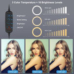 PULUZ anneau LED dimmable USB 3 modes 12 cm 4,7 pouces pour selfie, beauté, vlogging, photographie et vidéo avec tête de trépied, 4,7 pouces avec tête sphérique