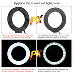 Support de bureau rond PULUZ + anneau lumineux LED USB de 12 cm (4,7 pouces) à 3 modes et intensité variable, idéal pour le vlogging et les vidéos. Hauteur réglable : 15,5 à 25,5 cm.