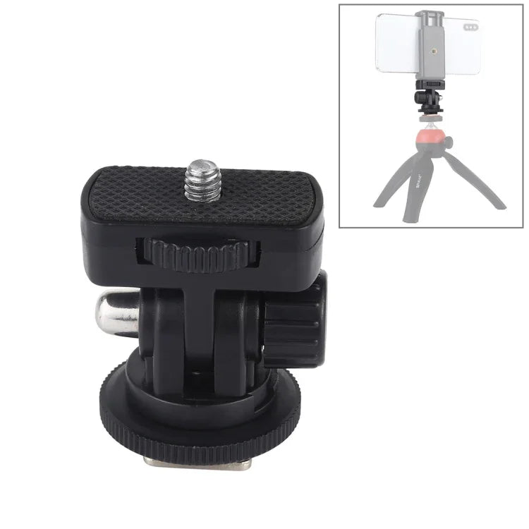 Adaptateur de fixation pour trépied à griffe flash PULUZ avec filetage 1/4 pouce, adaptateur de fixation