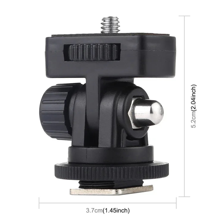 Adaptateur de fixation pour trépied à griffe flash PULUZ avec filetage 1/4 pouce, adaptateur de fixation