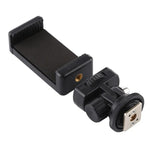 Adaptateur de fixation pour trépied à griffe flash PULUZ avec filetage 1/4 pouce et pince pour téléphone, adaptateur de fixation avec pince pour téléphone