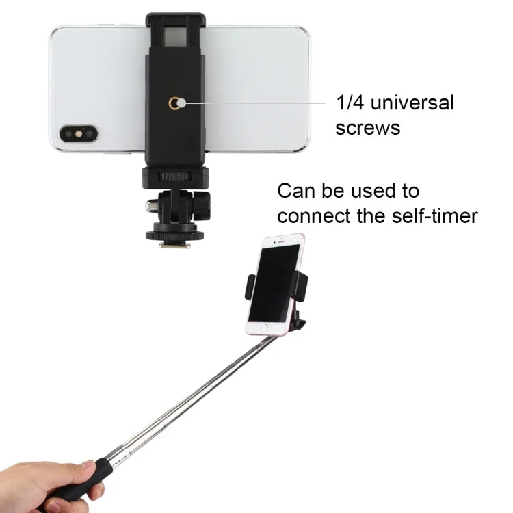 Adaptateur de fixation pour trépied à griffe flash PULUZ avec filetage 1/4 pouce et pince pour téléphone, adaptateur de fixation avec pince pour téléphone