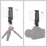 Adaptateur de fixation pour trépied à griffe flash PULUZ avec filetage 1/4 pouce et pince pour téléphone, adaptateur de fixation avec pince pour téléphone