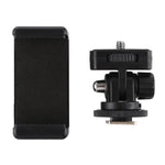 Adaptateur de fixation pour trépied à griffe flash PULUZ avec filetage 1/4 pouce et pince pour téléphone, adaptateur de fixation avec pince pour téléphone