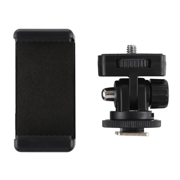 Adaptateur de fixation pour trépied à griffe flash PULUZ avec filetage 1/4 pouce et pince pour téléphone, adaptateur de fixation avec pince pour téléphone