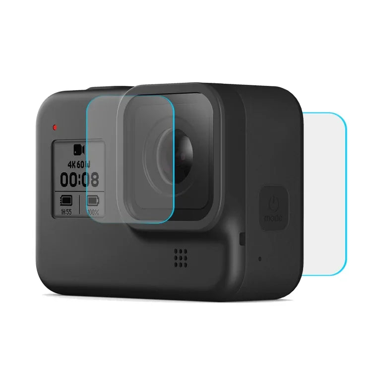 PULUZ pour GoPro HERO8 Black : Objectif + Écran LCD, Film de Protection en Verre Trempé 9H 2.5D, Compatible GoPro HERO8 Black
