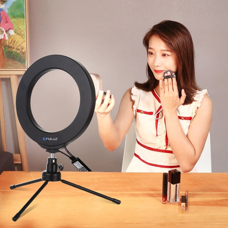PULUZ Anneau LED RGBW dimmable USB 6,2 pouces 16 cm Lumières vidéo photo vlog avec tête de trépied à rotule et télécommande, 6,2 pouces RGBW / Télécommande