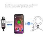 PULUZ Anneau LED RGBW dimmable USB 6,2 pouces 16 cm Lumières vidéo photo vlog avec tête de trépied à rotule et télécommande, 6,2 pouces RGBW / Télécommande