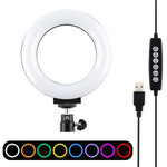 PULUZ Anneau LED RGBW dimmable USB 4,7 pouces 12 cm surface courbe 10 modes 8 couleurs Lumières vidéo photo vlog avec tête de trépied à rotule, 4,7 pouces RGBW