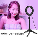 PULUZ Anneau LED RGBW dimmable USB 4,7 pouces 12 cm surface courbe 10 modes 8 couleurs Lumières vidéo photo vlog avec tête de trépied à rotule, 4,7 pouces RGBW
