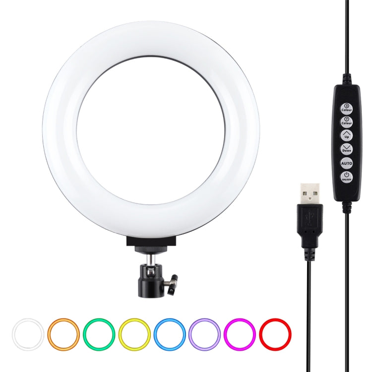 PULUZ Anneau LED RGBW dimmable USB 6,2 pouces 16 cm 10 modes 8 couleurs Lumières vidéo photo vlog avec tête de trépied à rotule, 6,2 pouces RGBW