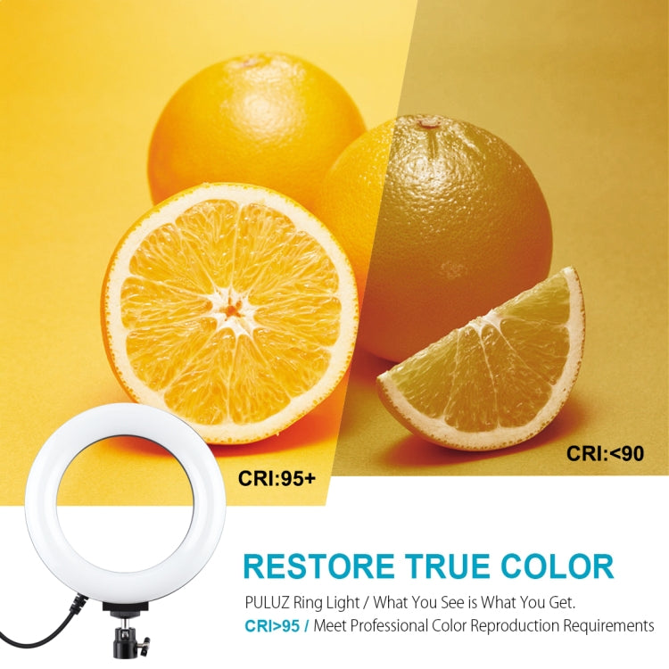 PULUZ Anneau LED RGBW dimmable USB 6,2 pouces 16 cm 10 modes 8 couleurs Lumières vidéo photo vlog avec tête de trépied à rotule, 6,2 pouces RGBW