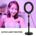 PULUZ Anneau LED RGBW dimmable USB 6,2 pouces 16 cm 10 modes 8 couleurs Lumières vidéo photo vlog avec tête de trépied à rotule, 6,2 pouces RGBW